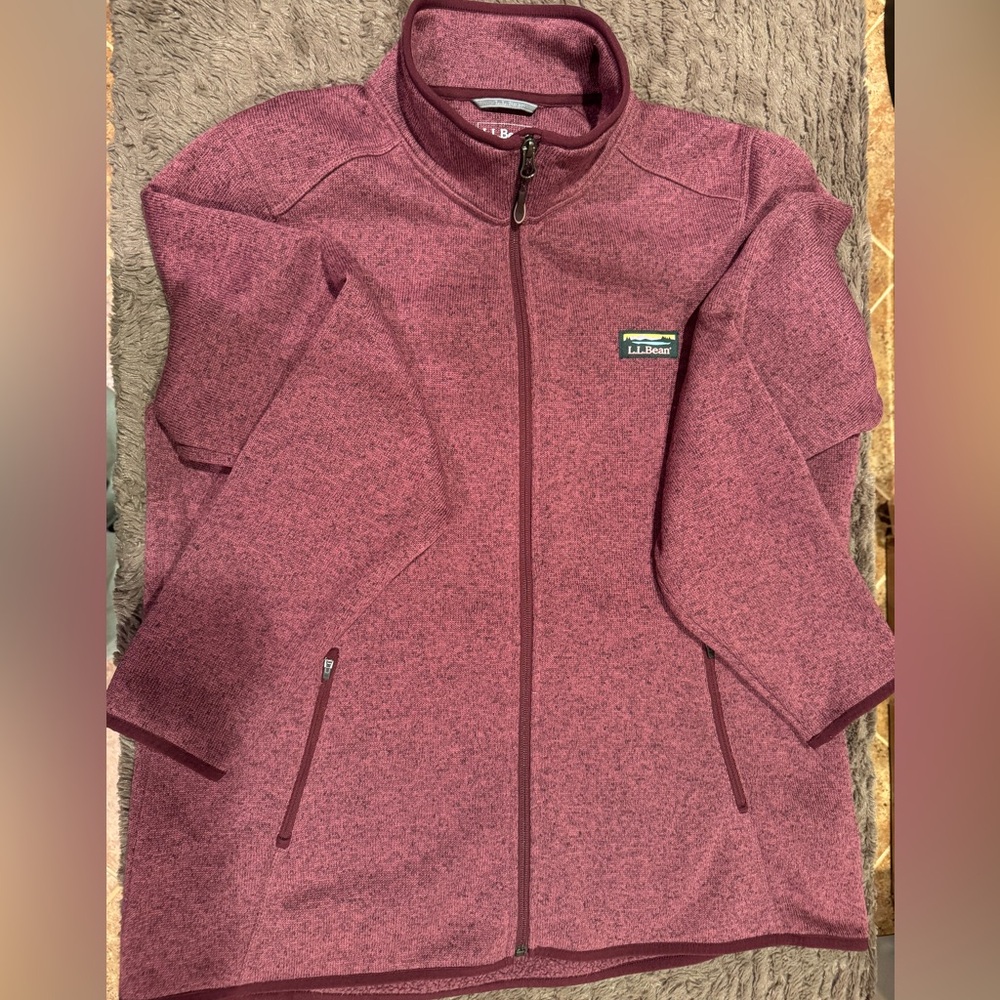 L.L. Bean Women's Dark Plum Rose Sweater Fleece Full-Zip Jacket XL
